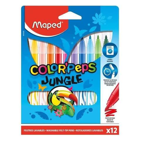 Marcadores Escolares Para Pintar Maped Color Peps Jungle X 12 Colores