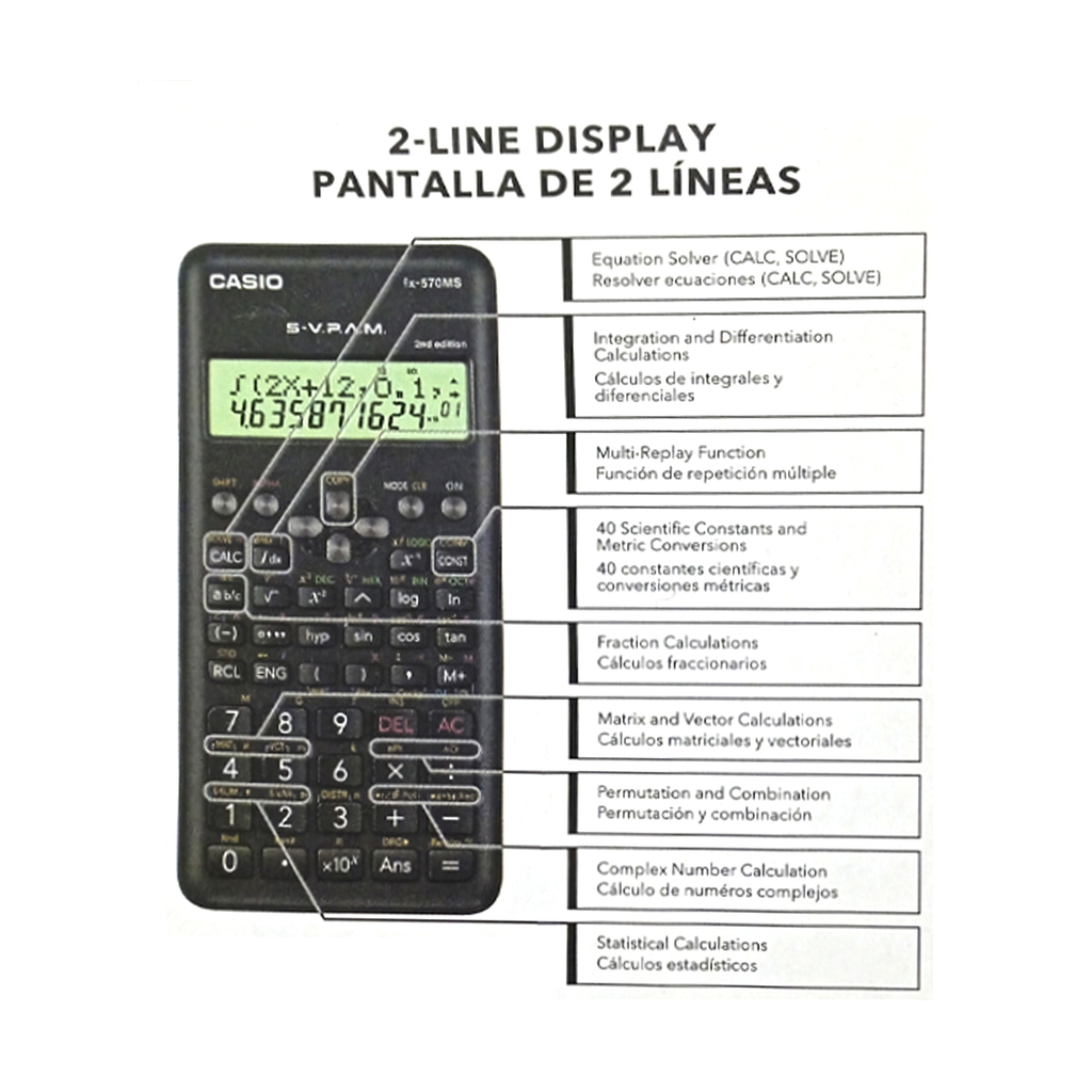 Calculadora Cientifica Casio Fx 570ms 401 Funciones