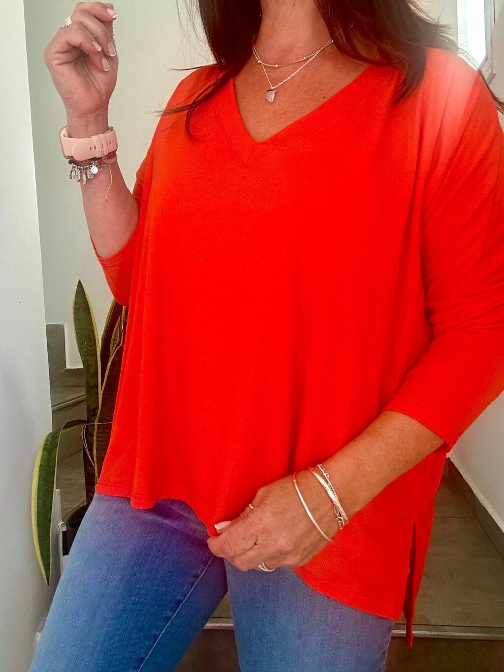 Remera Morley Viscosa 3 4 cuello V Basta Lola