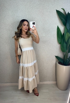 VESTIDO LONGO CREPE BICOLLOR na internet