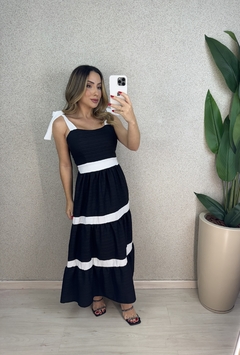 VESTIDO LONGO CREPE BICOLLOR - loja online