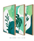 Kit com 3 Quadros Decorativos Floral Green - comprar online
