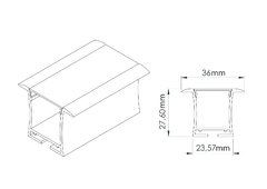 PERFIL DE ALUMÍNIO DE EMBUTIR PARA FITA LED 36 x 28mm - comprar online