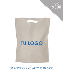 BOLSA DE FRISELINA RIÑON IMPRESAS 30X40X10 CRUDO 500