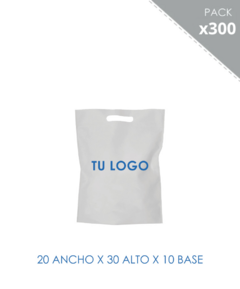 300 BOLSA DE FRISELINA RINON IMPRESAS 20X30X10 BLANCA