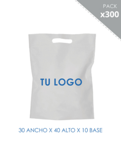 BOLSA DE FRISELINA RIÑON IMPRESAS 30X40X10 BLANCO 300