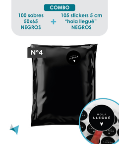 100 SOBRES NEGROS N4 + 105 STICKERS HOLA LLEGUE NEGRO