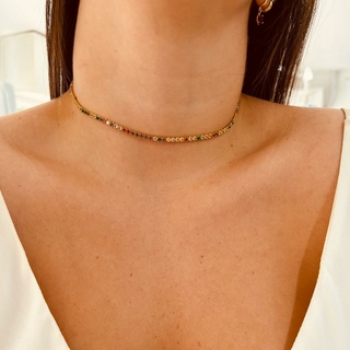 Choker dourada colorida Liliz