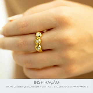 Anel Dourado Precioso com Strass