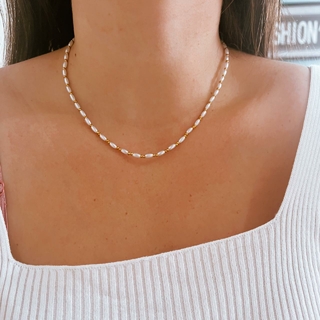 Choker de Pérolas com Dourado Luana