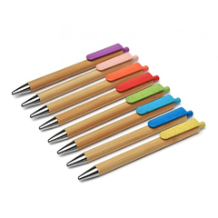 10 Boligrafos de Madera Bamboo Clip Color - tienda online