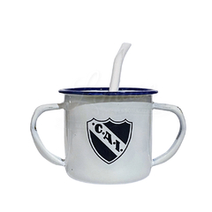 MATE ENLOZADO BLANCO con bombilla - comprar online