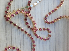 Corrente de strass rosa banho dourado- PP24 (SS12) - comprar online