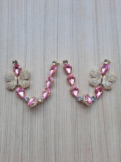 V Borboletas Strass Rosa Chiclete-CÓD.BL025