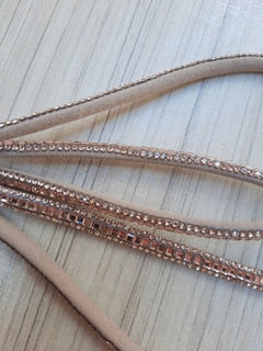 Tubo de strass meia cana Indiana de 7mm - ROSE GOLD