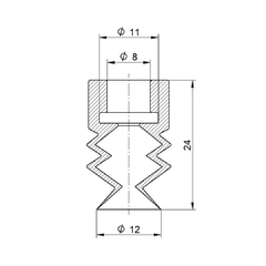 VENTOSA Ø 12MM - 3 FOLES - DE SILICONE - Expper Tecnologia 