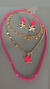 Conjunto beach Rosa neon com 4 peças