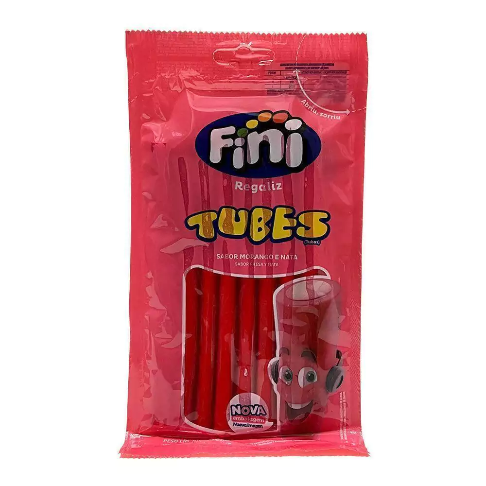 FINI REGALIZ TUBES FRUTILLA Y CREMA 80G