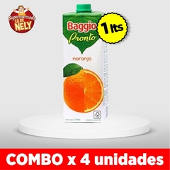 Jugo de naranja BAGGIO PRONTO X 1 LTRS COMBO X4