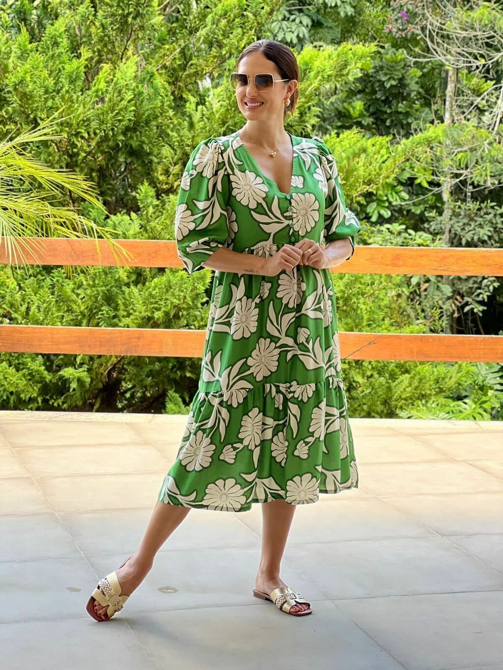Vestido midi hotsell com babado comprar