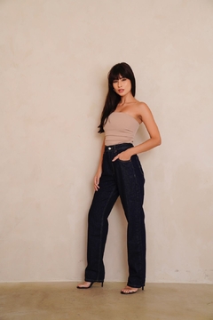 calça jeans reta jeans escuro - comprar online