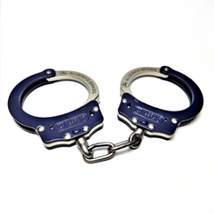 Blue W/Nickel handcuffs in carbon steel 1020