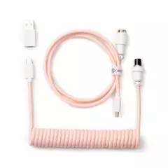 Keychron Coiled Aviator Cable Light Pink Straight