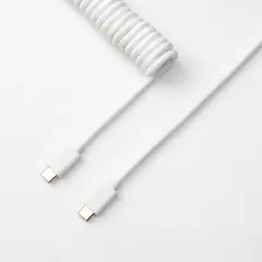 Keychron Coiled Aviator Cable White Straight - comprar online