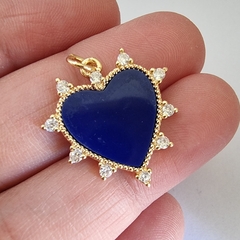 DIJE CORAZON CUBIC AZUL 22,8mm - DI533 - comprar online