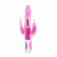 Vibrador feminino Rotativo Triplo Prazer Vaginal, Clitoris e Anal - Fábrica da Sedução