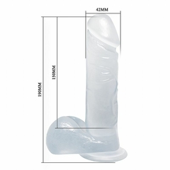 Pênis Realístico em silicone transparente flexível com Escroto e Ventosa 15 x 4,2 cm - Fábrica da Sedução