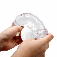 Pênis Realístico em silicone transparente flexível com Escroto e Ventosa 15 x 4,2 cm - Fábrica da Sedução - comprar online