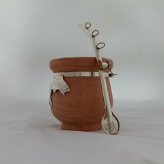 Mate pescador Camionero. Madera y Alpaca. Con bombilla - comprar online