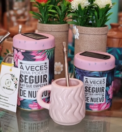 Set Yerbera + Azucarera + Mate de cerámica con Bombilla
