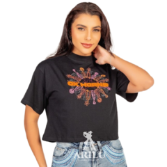 T-Shirts Ox Horns Feminina Cropped Preta 6416