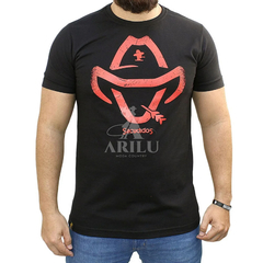 Camiseta Sacudido's Masculina SCD Plastisol Preto e Vermelho