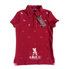 T-Shirt Tassa Infantil Menina Vinho com Cavalinhos Rosa 3304.13