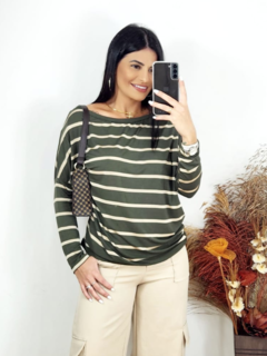 Blusa Listrada Valeria Manga Longa - Tati Perale Modas 