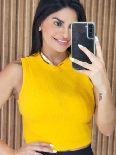 Cropped Canelado Com Elastano Cores - Tati Perale Modas 