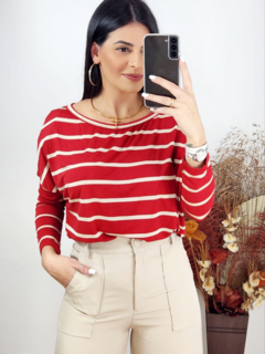 Blusa Listrada Valeria Manga Longa - comprar online