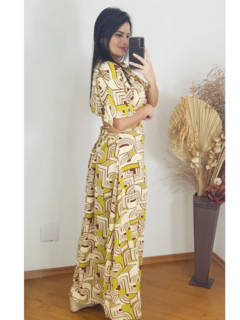 Vestido Saia e Croped Crepe duna com Amarração - loja online