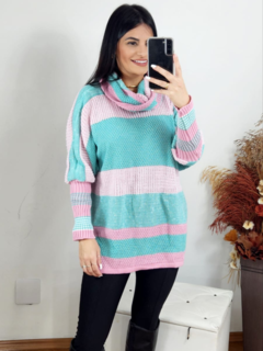 Poncho Tricot Gola Boba Colorido