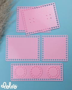 Conjunto Bases de Acrílico Rosa Bebê para Crochê - Kit Higiene 1