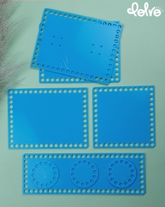 Conjunto Bases de Acrílico Azul Bebê para Crochê - Kit Higiene 1