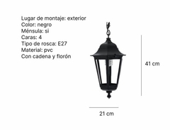 Farol Hexagonal Colgante C/ Cadena Pvc - Iluminacion Rustica - comprar online