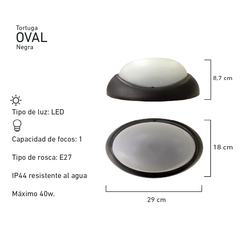 Tortuga Oval poliprolipeno - Iluminación Rústica - tienda online