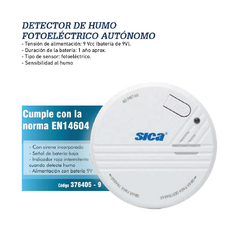 Detector Humo Autónomo Batería 9v Sica Oficial - El Rey del Cable 