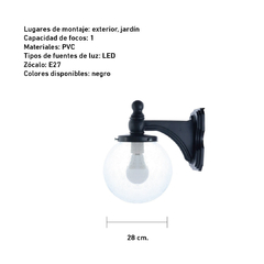 Farol Aplique Polipropileno con Globo de vidrio - Iluminacion Rustica - comprar online