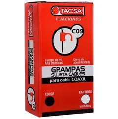 Grampa Clavo Sujeta Cables P/ Cable Coaxil (Color Negro) - TACSA