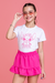 Conjunto Infantil Menina Balonê Stitch Rosa (Camisa + ShortSaia)